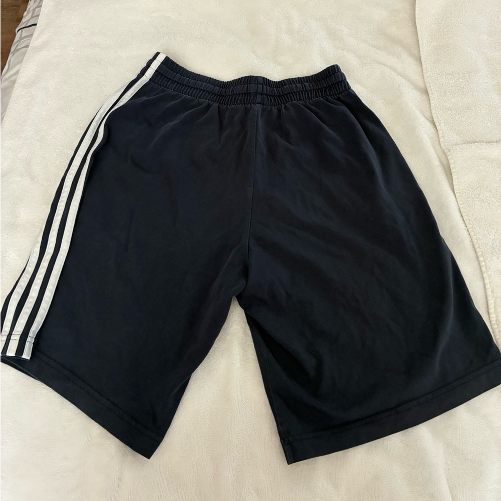 adidas Black Athletic Shorts with White Stripes